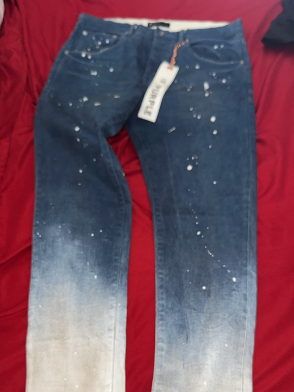 Purple Brand Men’s Blue Oversprayed Cobalt Ivory Denim 32 Slim Leg/SkinnyJeans